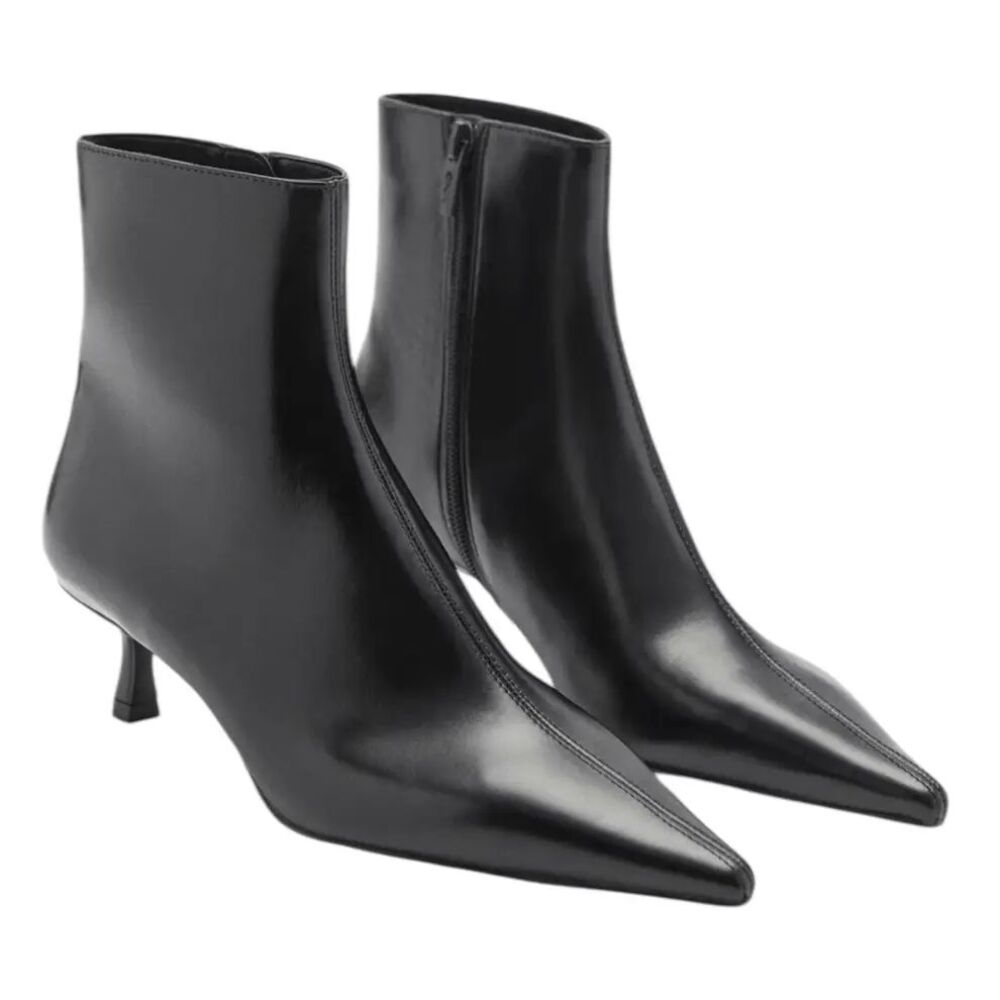 Mango MNG Pointed Toe Kitten Heel Ankle Boots Black Women Size 36 5.5-6 NWT - Picture 4 of 8